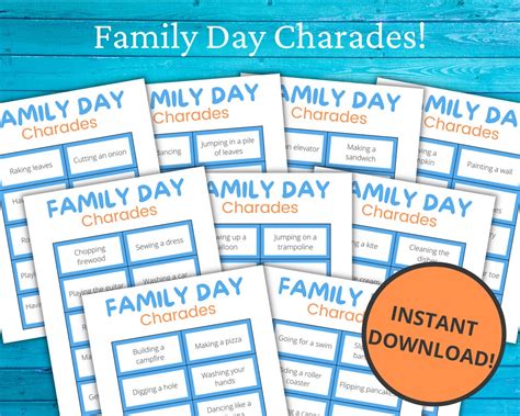 Family Day Charades Printable Family Day Game Family Day Activity for ...