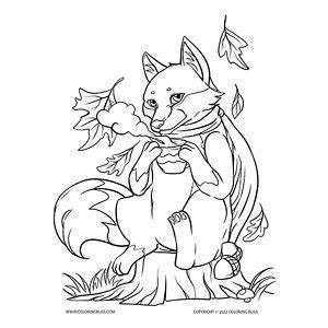 Autumn Fox Coloring Page