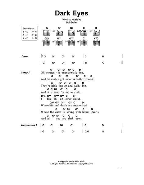 Bob Dylan "Dark Eyes" Sheet Music Notes | Download Printable PDF Score 103499