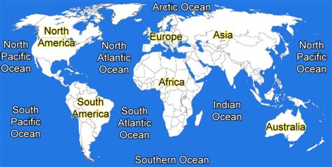 How Many Oceans and Seas | How many Oceans are there in the world? | Ocean, World outline ...
