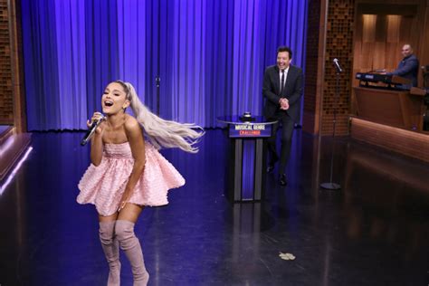 Ariana Grande Takes Over ‘The Tonight Show’ in Pink Thigh-High Boots ...