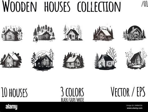 Wooden house in the forest, the concept of eco friendly life . Hand drawing vector illustration ...