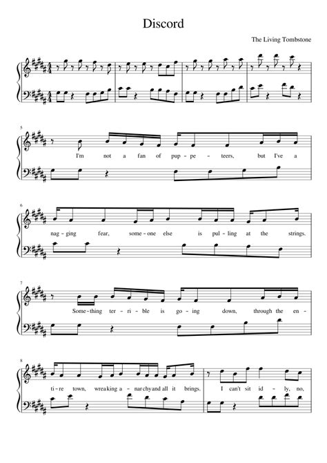 Discord - The Living Tombstone [easy] ~with lyrics Saxophone Sheet ...