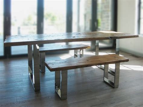 Custom Made Modern Reclaimed Wood Table And Benches | Reclaimed wood table, Dining table rustic ...