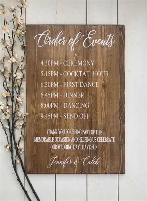 Order of Events Wedding Day Sign, Rustic Ceremony Events Sign, Best Day ...