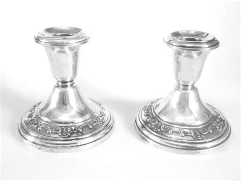 2 Gorham Sterling Silver Candle Holders Floral Swags