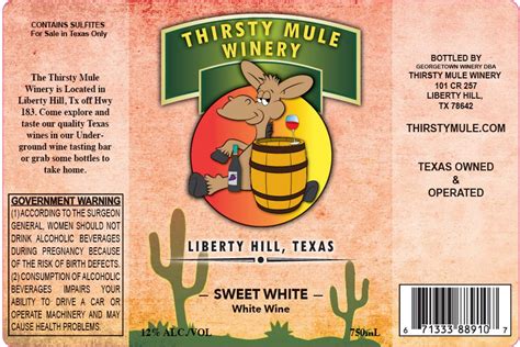 Sweet White - Thirsty Mule Winery