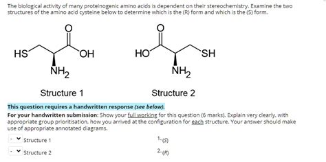 the biological activity of many proteinogenic amino acids is dependent ...