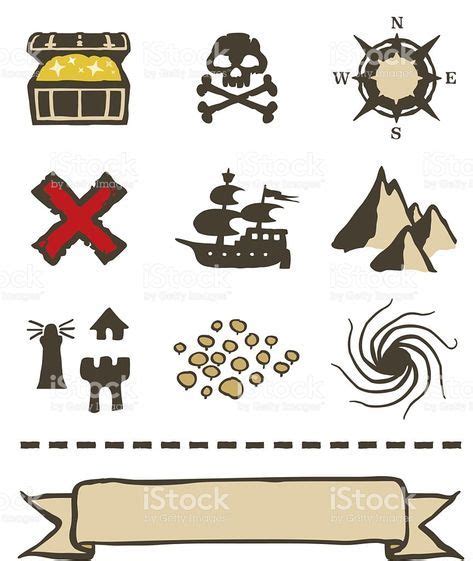 Treasure Map Symbols Clipart | Treasure maps, Map icons, Pirate maps