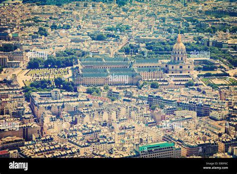 Paris aerial view, France - vintage toned photo Stock Photo - Alamy