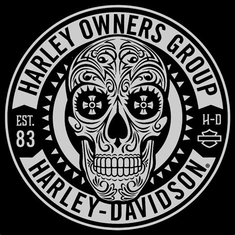 harley-davidson-owners-group-skull-logo-vector-patch-sticker-badge | Harley davidson artwork ...
