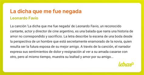 Significado de la canción LA DICHA QUE ME FUE NEGADA (Leonardo Favio) - LETRAS.COM