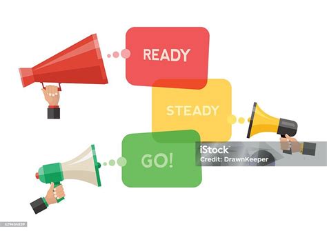 Conceptual Illustration Of Ready Steady Go Stock Illustration - Download Image Now - Preparation ...