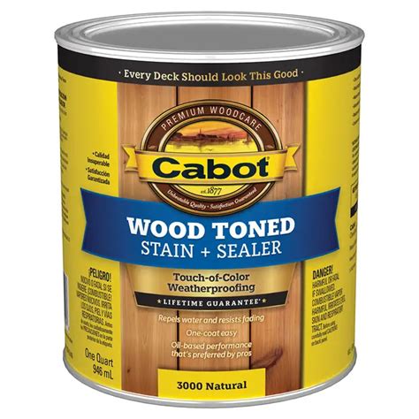 1 Qt Cabot Stains 3000 Natural Wood Toned Deck and Siding Stain ...