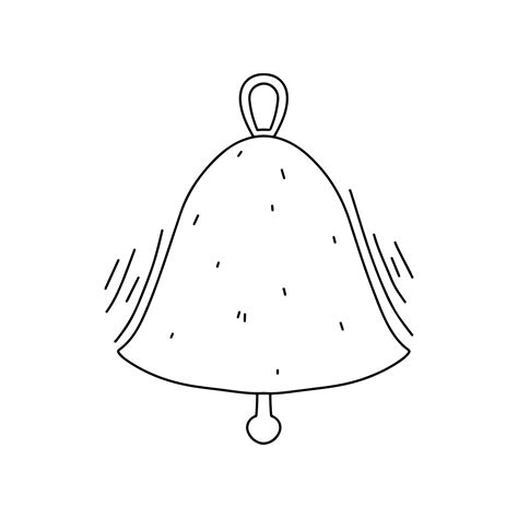 Cute doodle icon of ringing bell. Sketch style hand drawn illustration isolated on white ...