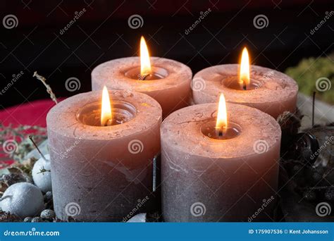 Advent Wreath with Four Burning Candles Stock Photo - Image of decoration, december: 175907536