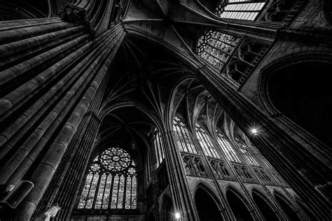 HD wallpaper: Grayscale Photography of Cathedral Ceiling, arches ...