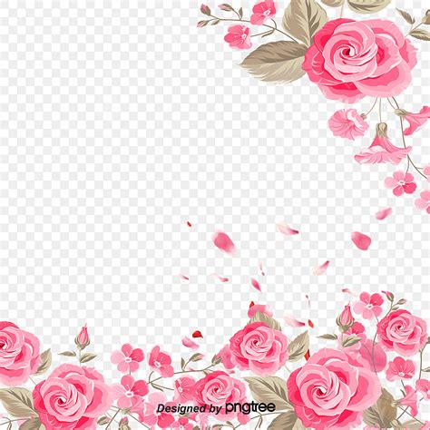 Rose Gold Material Vector Hd PNG Images, Pink Rose Border Vector Material, Flower Border Clipart ...