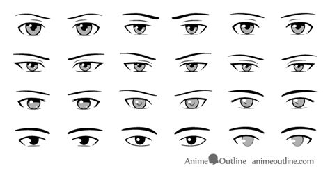 Different Style Male Anime & Manga Eyes Drawing Guide - AnimeOutline | Manga eyes, How to draw ...