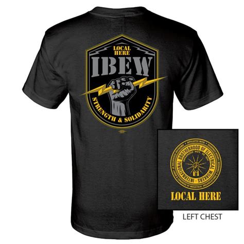 IBEW YOUR LOCAL HERE LIGHTNING HAND USA MADE UNION PRINTED T-SHIRT SL0044