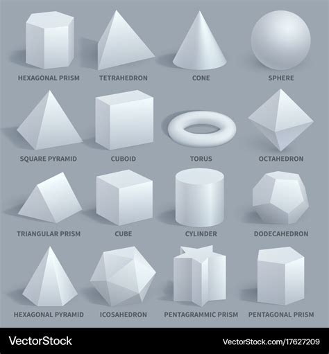 Realistic white basic 3d shapes set Royalty Free Vector