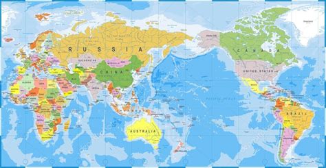 World Map Outline Contour Silhouette - Asia in Center - vector premium vector in Adobe ...