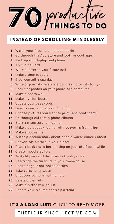 70 Productive Things To Do When Bored Instead of Scrolling Mindlessly #self-care Self Care ...