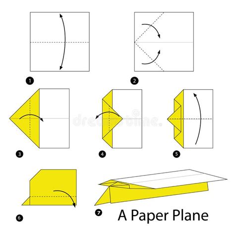 Step by Step Instructions How To Make Origami a Paper Plane. Stock ...