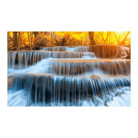 Yosemite 36 in. x 60 in. "Autumn Waterfall" Tempered Glass Wall Art ...