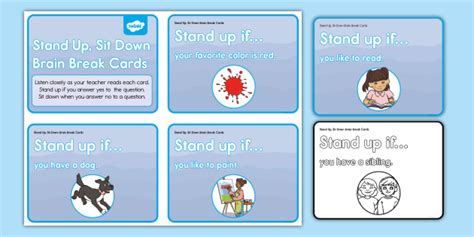 Stand Up, Sit Down Brain Break Cards (Teacher-Made)