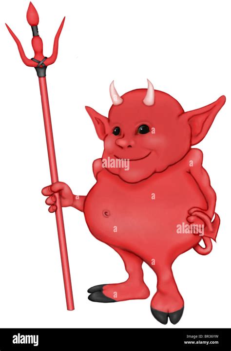 Une illustration de type dessin animé un petit diable avec une fourche ...