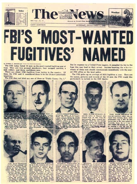 Paul Davis On Crime: FBI Top Ten Most Wanted Wanted Fugitive List Turns 70