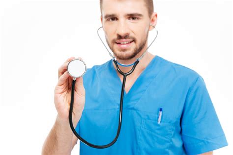 Male doctor holding stethoscope Royalty-Free Stock Image - Storyblocks