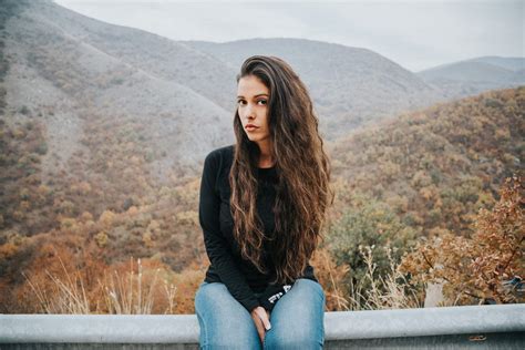 Free Images : tree, rock, mountain, winter, sky, girl, vacation, smile ...