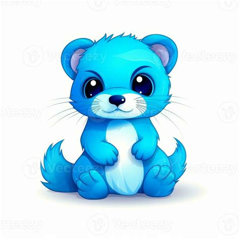 a cute blue ferret on white background generative AI 29642409 Stock ...