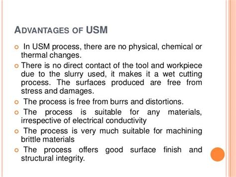 Ultrasonic machining process (USM)