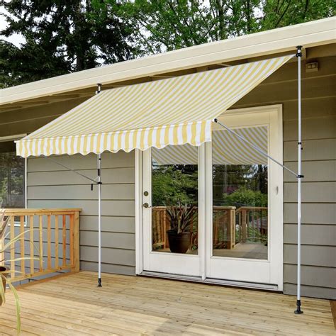 Outsunny Manual Sun Shade Outdoor 10 ft. W x 5 ft. D Fabric Retractable Soffit Patio Awning ...