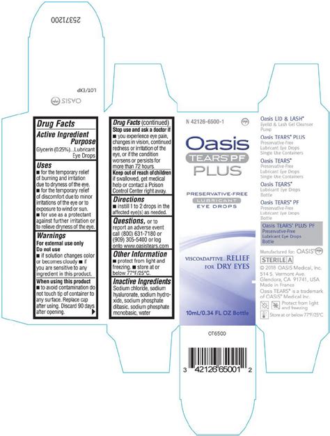 Oasis TEARS® PF PLUS Preservative-Free Lubricant Eye Drops