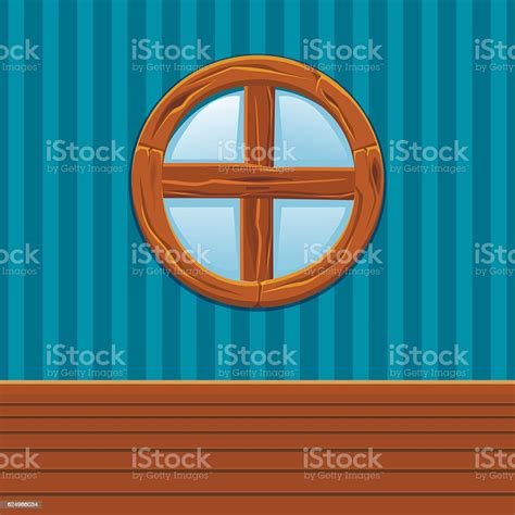 Cartoon Wooden Round Window Home Interior Stock Illustration - Download Image Now - Architecture ...