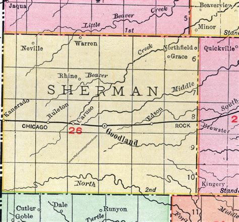 Sherman County, Kansas, 1911, Map, Goodland, Kanorado, Edson