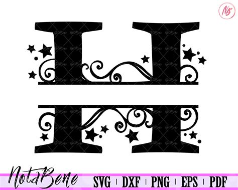 H Split Monogram SVG Split Letter H SVG Divided Initial H Svg - Etsy Australia