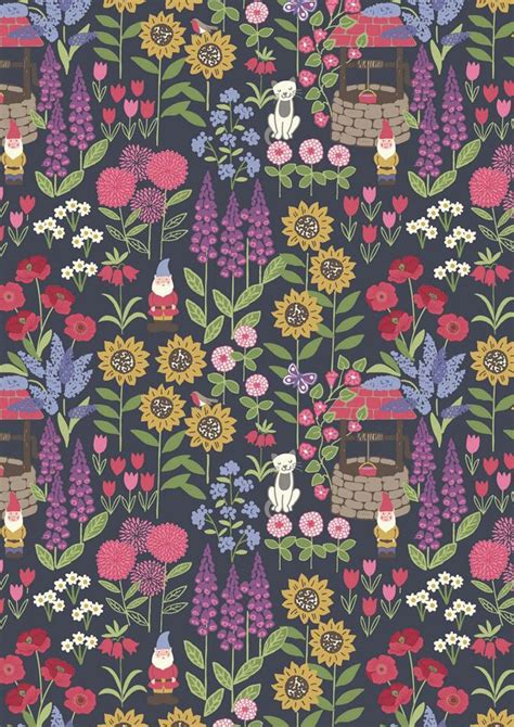 Lewis & Irene | Grandma's Garden Dark Grey | Empress Mills | Grandmas garden, Floral cat, Fabric ...