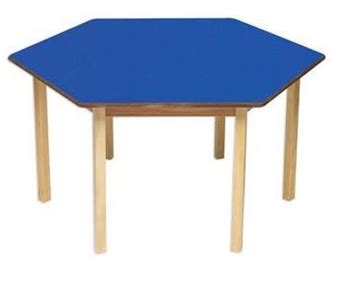 Blue Hexagonal Classroom Table