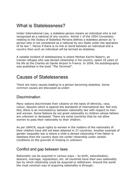 What is Statelessness - What is Statelessness? Under International Law ...