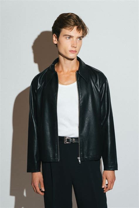 White Leather Jacket Outfit, Mens Leather Shirt, Black Outfit Men, Mens ...