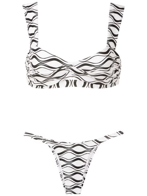 Amir Slama wave-print Tanga Bikini Set - Farfetch