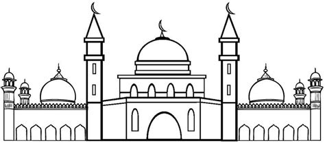 Flat Design Mosque Coloring Page