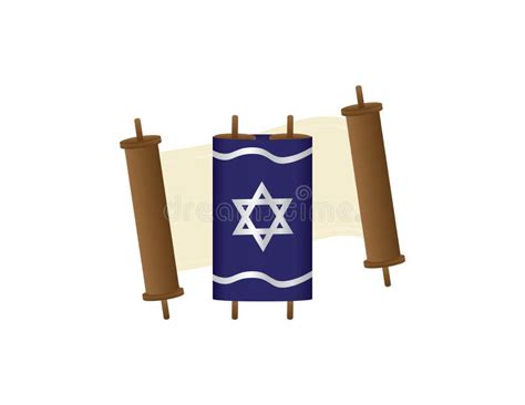 Open Torah Scroll and Close Torah Scroll with Blue Cover on White ...