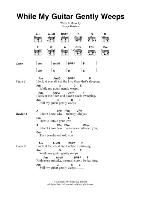 While My Guitar Gently Weeps by The Beatles - Guitar Chords/Lyrics - Guitar Instructor