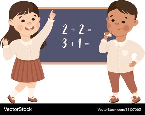 Cute boy and girl having math lesson elementary Vector Image